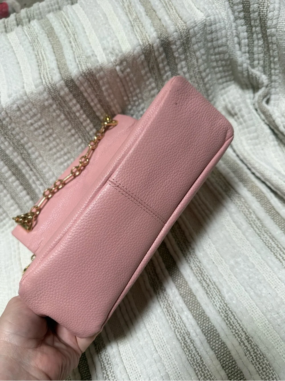 kate spade pink pebbled leather crossbody with gold hardware